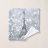 Silver Glitter Sparkle Paris Eiffel Tower Glam Bad Handdoek (Wasdoekje)