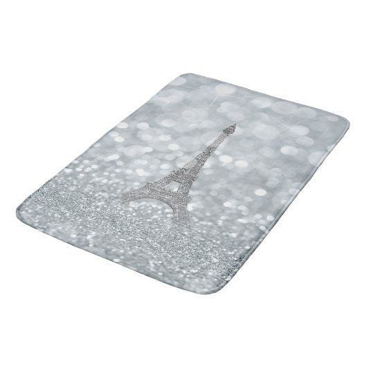 Silver Glitter Sparkle Paris Eiffel Tower Glam Badmat (Gekanteld)