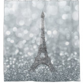 Silver Glitter Sparkle Paris Eiffel Tower Glam Douchegordijn (Voorkant)