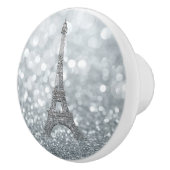 Silver Glitter Sparkle Paris Eiffel Tower Glam Keramische Knop (Rechts)