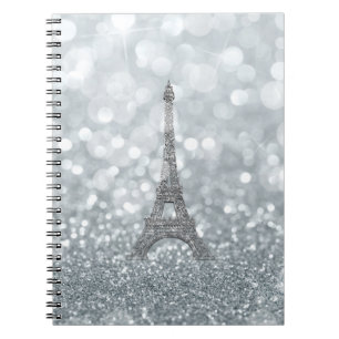 Silver Glitter Sparkle Paris Eiffel Tower Glam Notitieboek