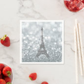 Silver Glitter Sparkle Paris Eiffel Tower Glam Servet (Insitu)