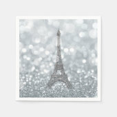 Silver Glitter Sparkle Paris Eiffel Tower Glam Servet (Voorkant)