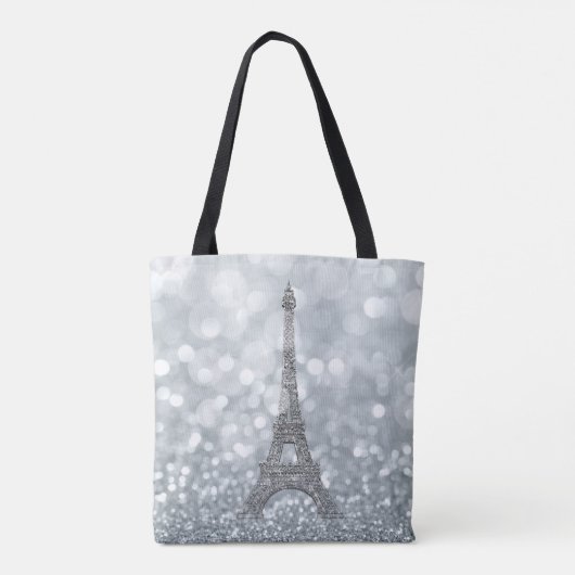 Silver Glitter Sparkle Paris Eiffel Tower Glam Tote Bag (Achterkant)