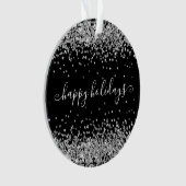 Silver Glitter Sparkle Shine Prettige feestdagen B Ornament (voorkant)