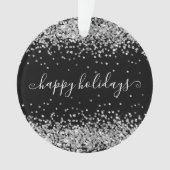 Silver Glitter Sparkle Shine Prettige feestdagen B Ornament (voorkant)