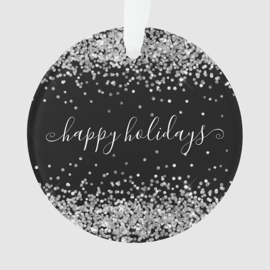 Silver Glitter Sparkle Shine Prettige feestdagen B Ornament (voorkant)