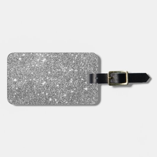 Silver Glitter Sparkles Bagagelabel (Voorkant horizontaal)
