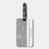 Silver Glitter Sparkles Bagagelabel (Achterkant verticaal)