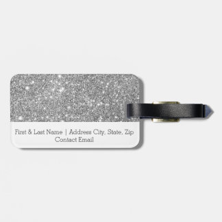 Silver Glitter Sparkles Bagagelabel