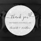 Silver glitter sparkles bedankt bruiloft ronde sticker