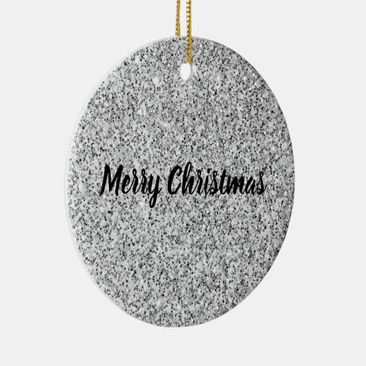 Silver glitter sparkles black white Personalize Keramisch Ornament (Rechts)