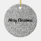Silver glitter sparkles black white Personalize Keramisch Ornament (Voorkant)
