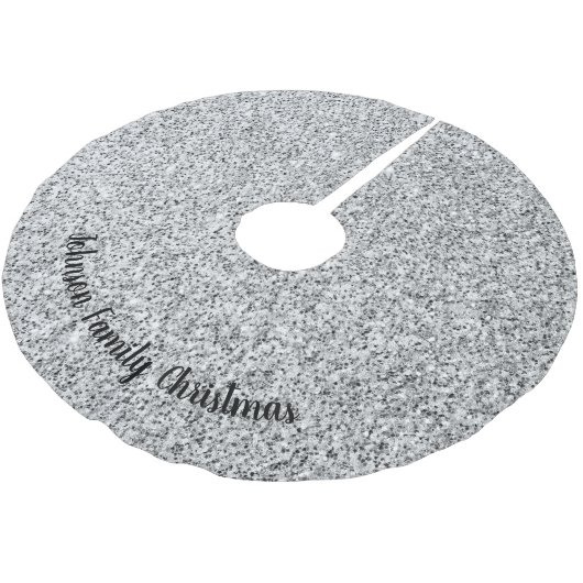 Silver glitter sparkles black white Personalize Kerstboom Rok (Gekanteld)