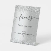 Silver glitter sparkles bruiloft gastbevoordeelt reclamebord met voetstuk (Voorkant)