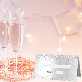 Silver glitter sparkles bruiloft plaatskaartje