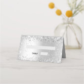 Silver glitter sparkles bruiloft plaatskaartje (Voorkant)