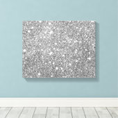 Silver Glitter Sparkles Canvas Afdruk (Insitu (Houten vloer))