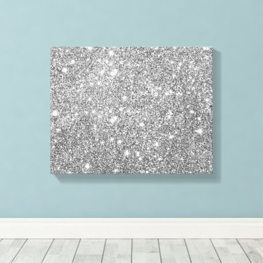 Silver Glitter Sparkles Canvas Afdruk (Insitu (Houten vloer))