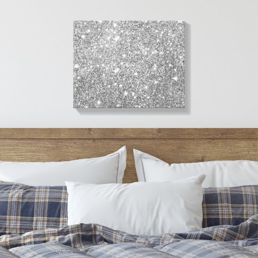 Silver Glitter Sparkles Canvas Afdruk (Insitu (Slaapkamer))