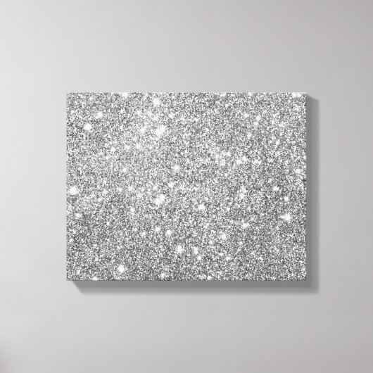 Silver Glitter Sparkles Canvas Afdruk (Voorkant)