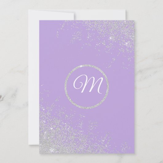 Silver Glitter Sparkles Dark Lavender Weddenschap Kaart (Achterkant)