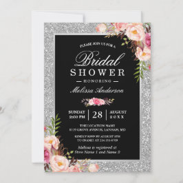 Silver Glitter Sparkles Floral Vrijgezellenfeest Kaart