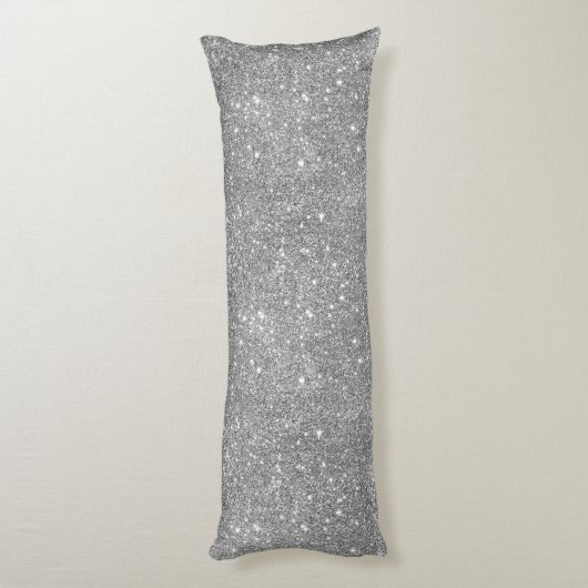 Silver Glitter Sparkles Lichaamskussen (Achterkant (Verticaal))
