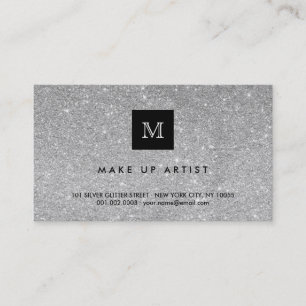 Silver Glitter Sparkles Moderne Chic Profile Card Visitekaartje