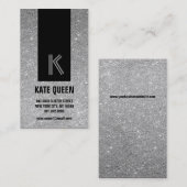 Silver Glitter Sparkles Moderne Chic Profile Card Visitekaartje (Voorkant / Achterkant)