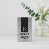Silver Glitter Sparkles Moderne Chic Profile Card Visitekaartje (Staand voorkant)