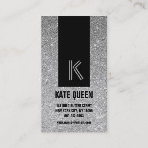 Silver Glitter Sparkles Moderne Chic Profile Card Visitekaartje