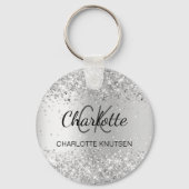 Silver glitter sparkles monogram sleutelhanger (Achterkant)