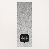 Silver glitter sparkles Monogram Yogamat (Voorkant)