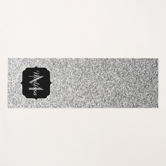 Silver glitter sparkles Monogram Yogamat (Voorkant (horizontaal))