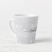 Silver glitter sparkles name script latte mok (Linkerhoek)