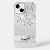 Silver glitter sparkles name script stijlvol Case-Mate iPhone case (Achterkant)