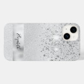 Silver glitter sparkles name script stijlvol Case-Mate iPhone case (Achterkant (horizontaal))