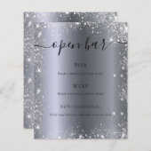 Silver glitter sparkles script bar menu (Voorkant / Achterkant)