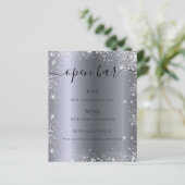 Silver glitter sparkles script bar menu (Staand voorkant)