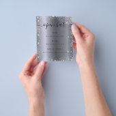 Silver glitter sparkles script budget bar menu (Hand)