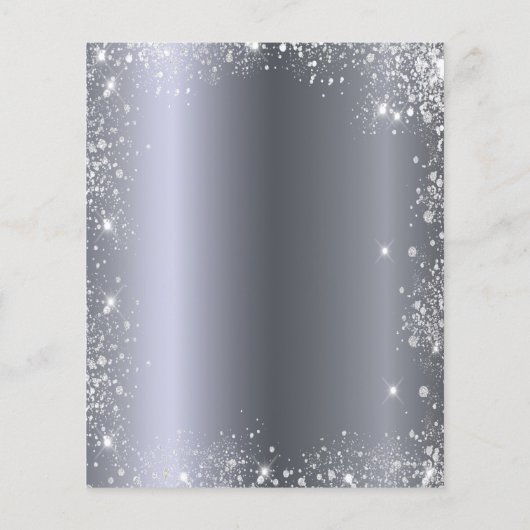 Silver glitter sparkles script budget bar menu (Achterkant)