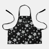 Silver glitter sparkles Stars Patroon Monogram Schort (Voorkant)