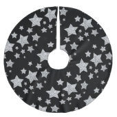 Silver glitter sparkles Stars patroon zwart Kerstboom Rok (Voorkant)