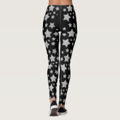 Silver glitter sparkles Stars patroon zwart Leggings (Achterkant)
