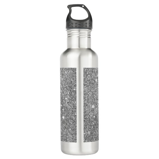 Silver Glitter Sparkles Waterfles (Achterkant)