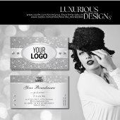 Silver Glitter Sparkling Stars Diamonds en Logo Visitekaartje