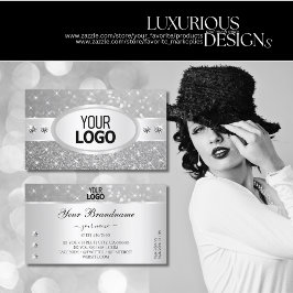 Silver Glitter Sparkling Stars Diamonds en Logo Visitekaartje