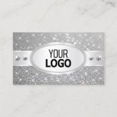 Silver Glitter Sparkling Stars Diamonds en Logo Visitekaartje (Voorkant)