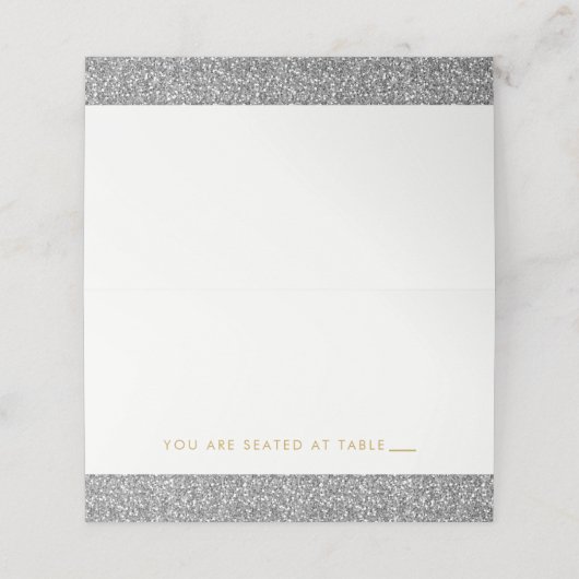 Silver Glitter Sparkly Grey Escort Place Kaarten Plaatskaartje (Buitenkant ongevouwen)